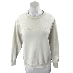 Something Navy Cream White Embroidered Logo Long Sleeve Sweatshirt Top Size XS